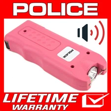POLICE Stun Gun 628 Max Volt Rechargeable LED Flashlight & Siren Alarm Pink