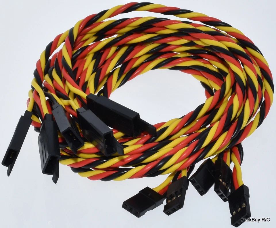 (5) 60CM Twisted 20awg Servo Extension Leads JR / Hitec w/ Built In Safety Clips - Image 3 of 4