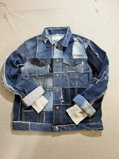 Diesel X Upcycle D-ownhill55 Denim Jean Jacket Womens Large Blue Patched Snap