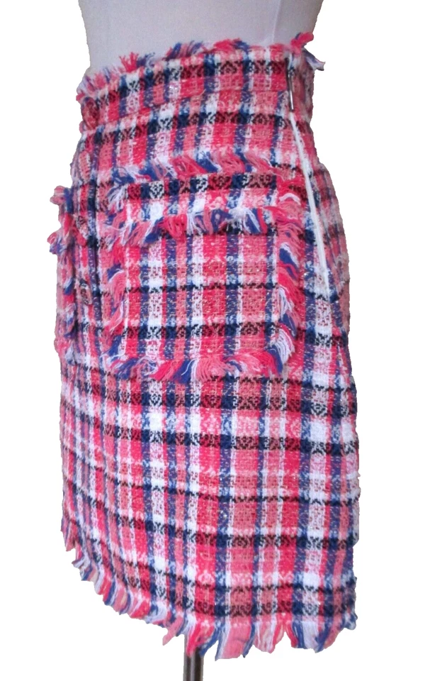 Мини-юбка MSGM Tweed отделка бахромой хлопковая смесь 42 женская - Изображение 2 из 4