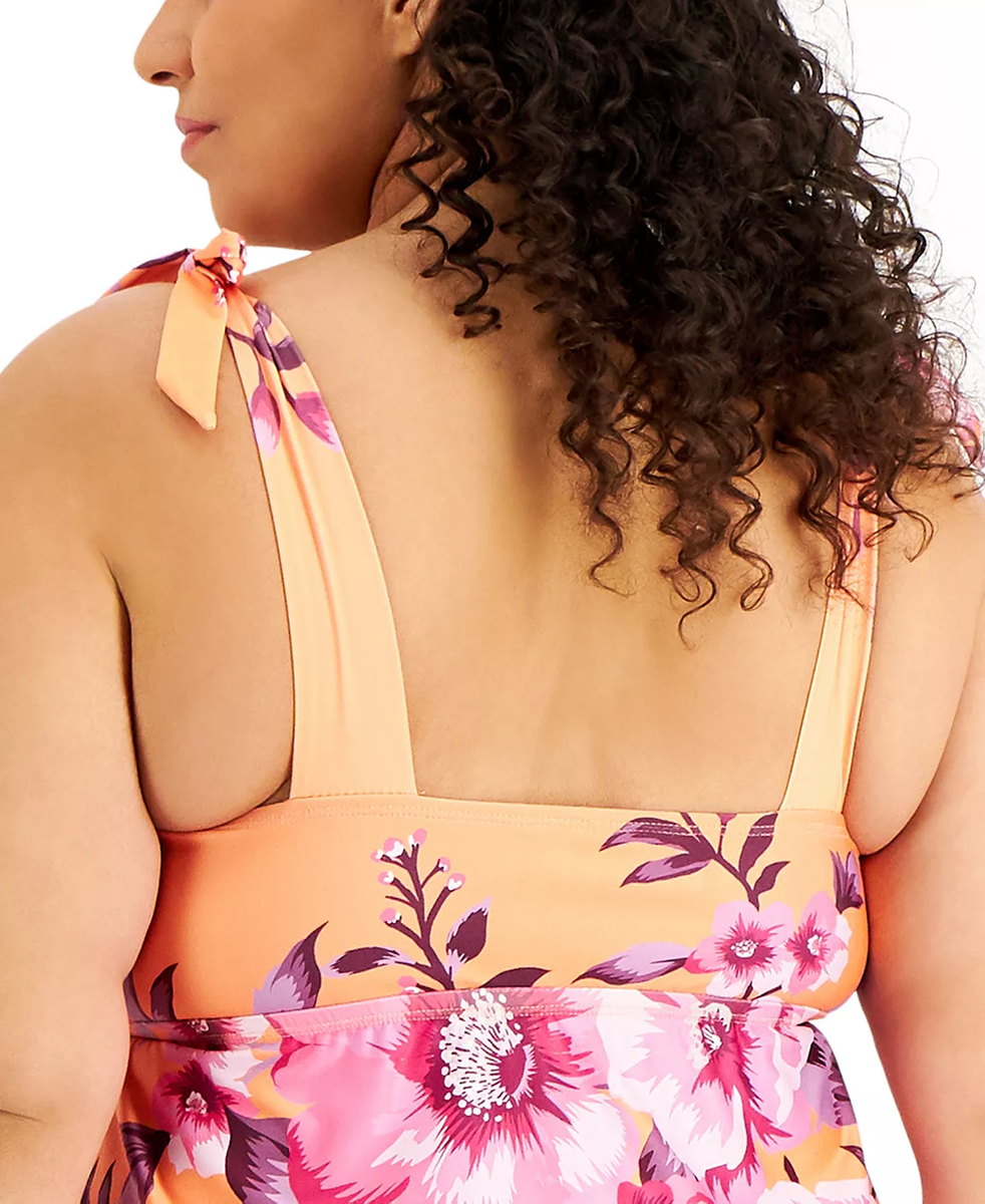 Becca ETC ORANGE MULTI Plus Size In Full Bloom Tankini Swim Becca ETC ORANGE MULTI Plus Size In Full Bloom Tankini Swim