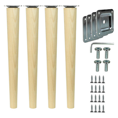 4x Möbelfüße Buchenholz Tischbeine Möbelbeine Holzfüße gerade schräg 6-68 cm