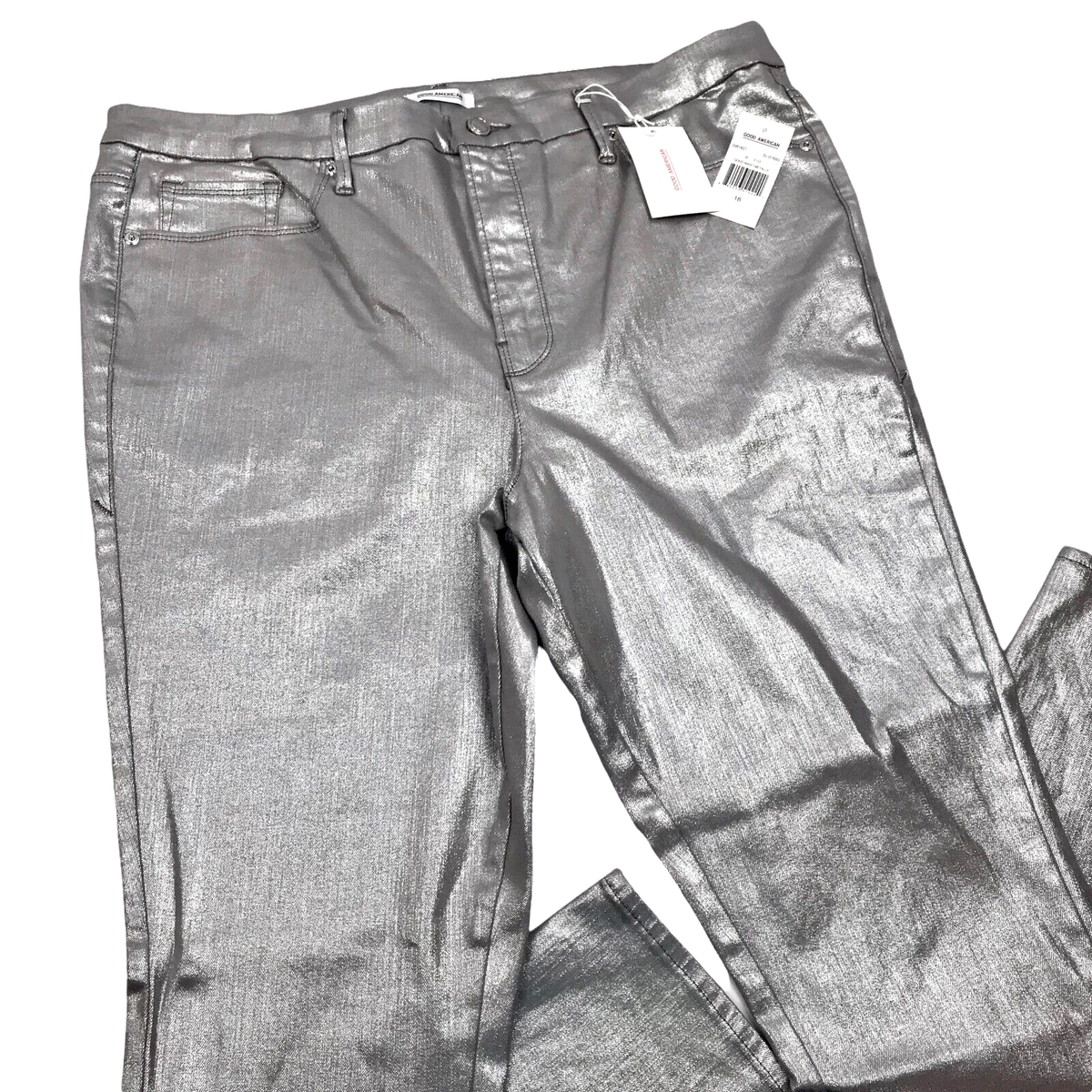 GOOD AMERICAN Khloe Kardashian Womens 18 Silver Metallic Stretch