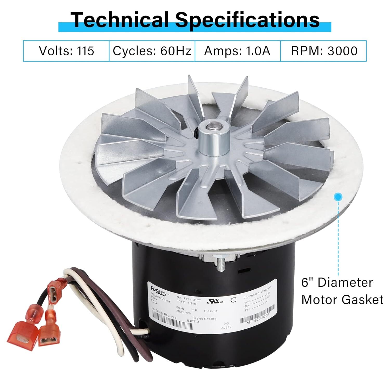 For St. Croix Stove Combustion Blower Exhaust Fan Motor, 80P31093-R | 80P20001-R