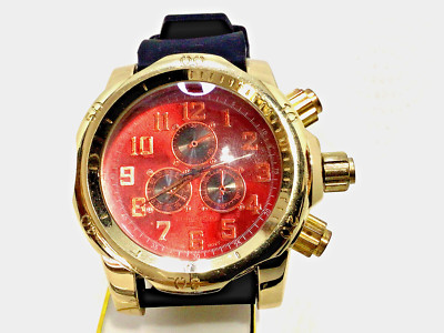 52mm TECHNO KING QUARTZ WRISTWATCH WITH RED DIAL & GOLD CASE (FREE SHIPPING)