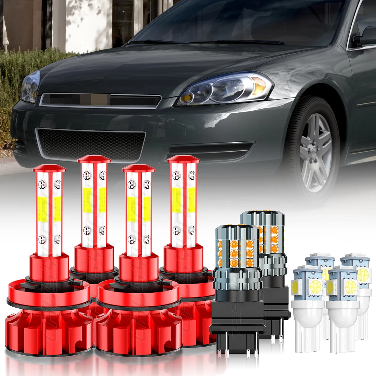 For Chevy Impala 2006-2013 LED Headlight Turn Signal Side Marker Light Bulbs 10x