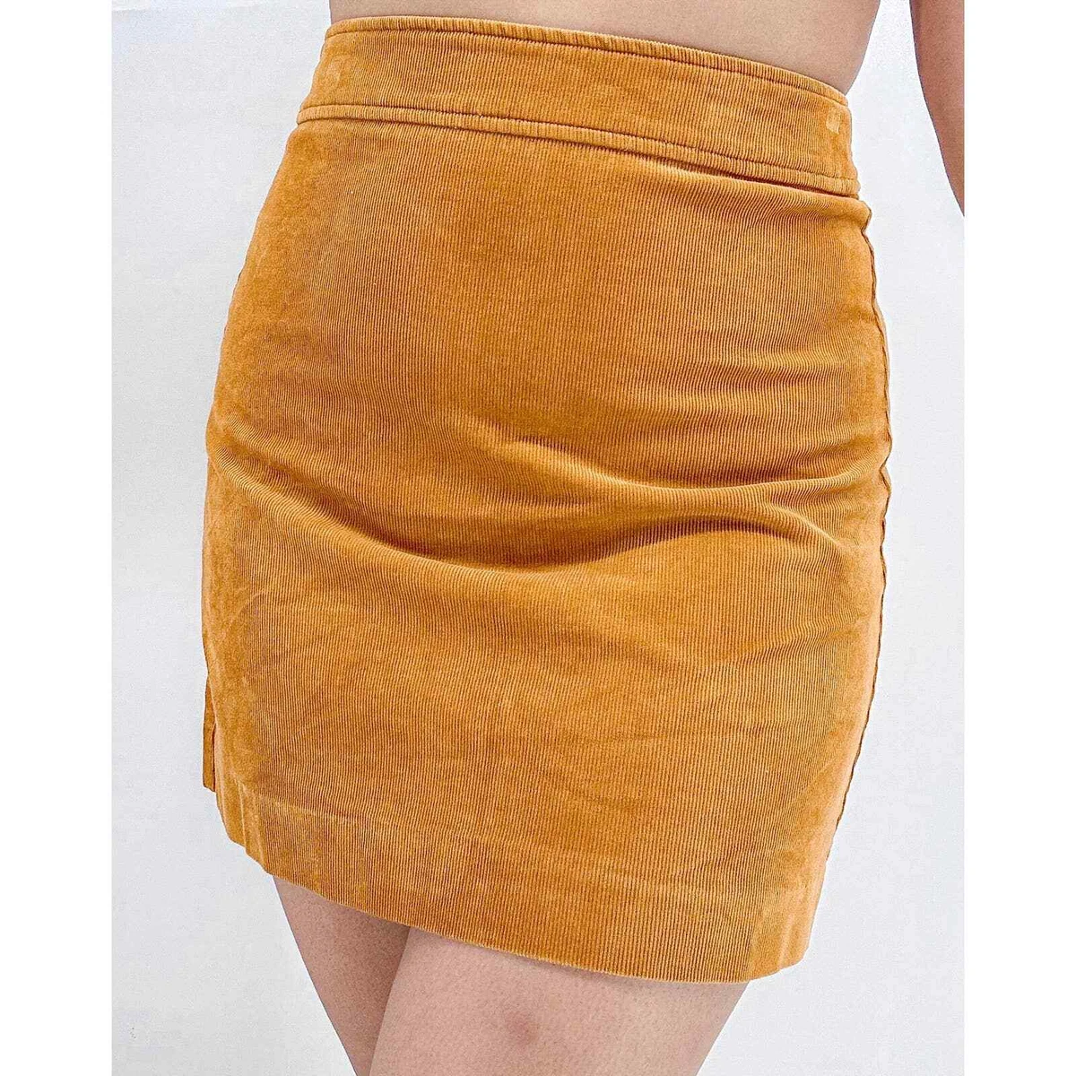 Mustard corduroy cheap mini skirt