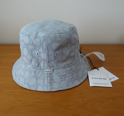 COACH REVERSIBLE BUCKET HAT IN SIGNATURE JACQUARD IN PINK/BLUE