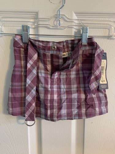 Nuevo con etiquetas Pantalón Corto Cherokee Niñas Púrpura a Cuadros con Cinturón de Cinta Talla XS (4/5) - Imagen 4 de 4