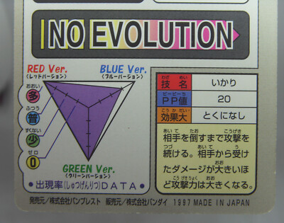 Japanese Pokemon Bandai Carddass 1997 File No. 095 Onix Card #095