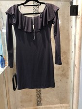YA Los Angeles Gray Ruffle Long Sleeve Bodycon Dress S Small Cocktail Dress