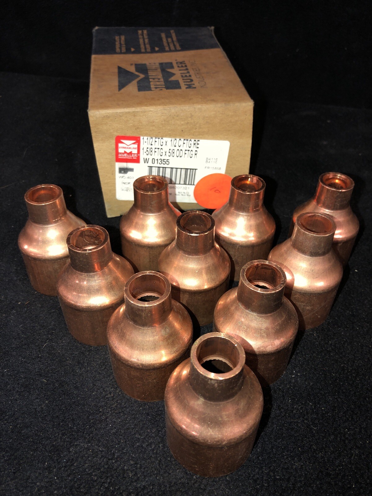 New Box Of 10 W 01355 MUELLER IND COPPER Fittings. See Pics For Specs