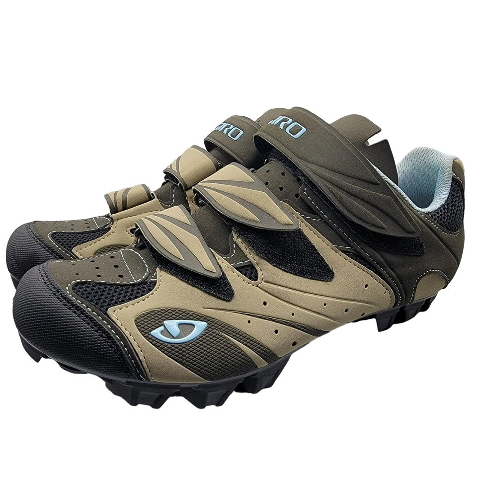 Giro Reva Womens Size 7.5 Khaki Brown Tan Blue Mountain Cycling Shoes - Image 4 of 4