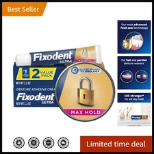 Powerful Denture Adhesive with Strong Seal, 2.2 oz - Pack of 2 for Comfort & Fit