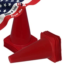 Quantity 10 9" Tall RED CONES Sports Training Safety Cones Go-Cart Slalom