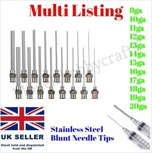 8-20ga Wide Stainless Steel Needle Blunt Tip Luer Syringe Craft Ink Oil Glue