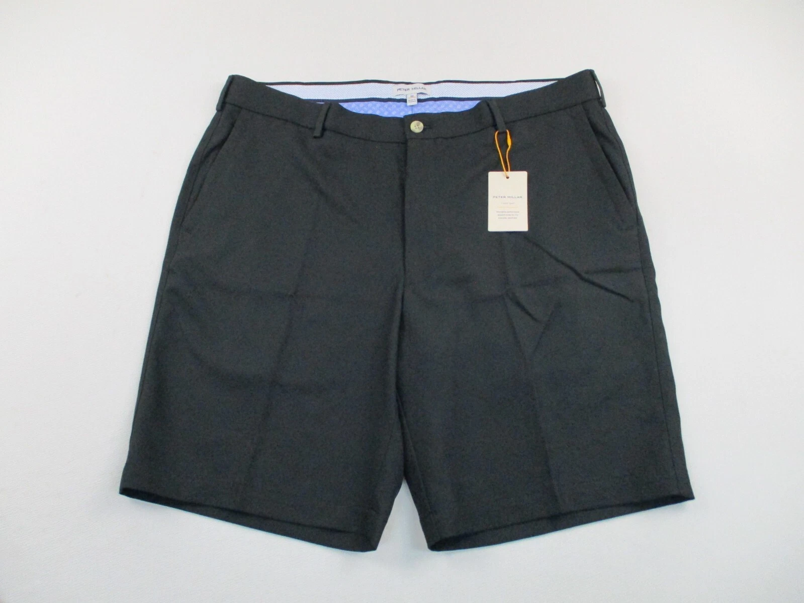 Peter Millar Crown Sport Shorts Mens 36 Black Golf Performance Chino Stretch