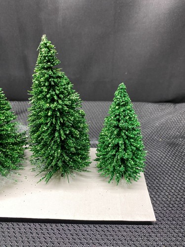 Vtg Christopher Radko Shiny Brite Set of 3 Bottlebrush Christmas Trees - Green - Picture 4 of 10