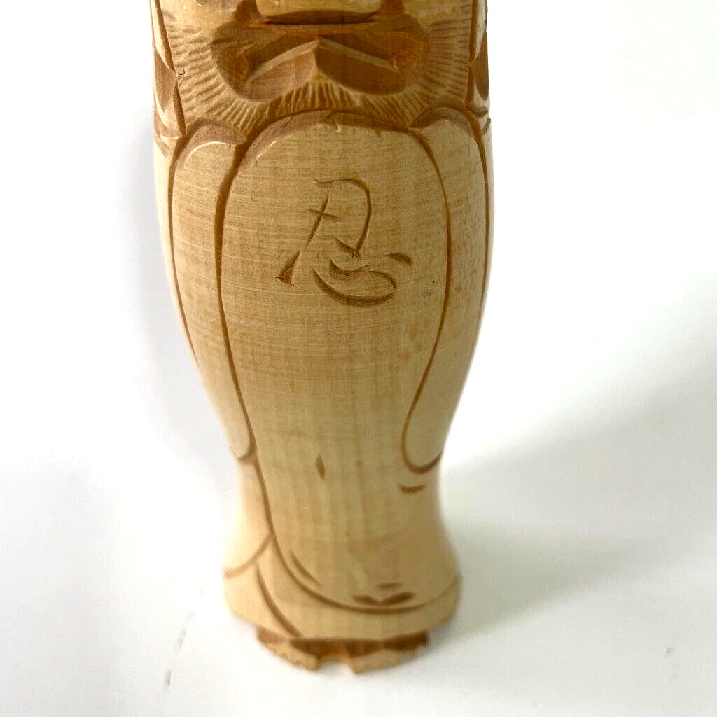 Vintage BODHIDHARMA Kokeshi Japanese Doll wood handcarved 5.25" inches