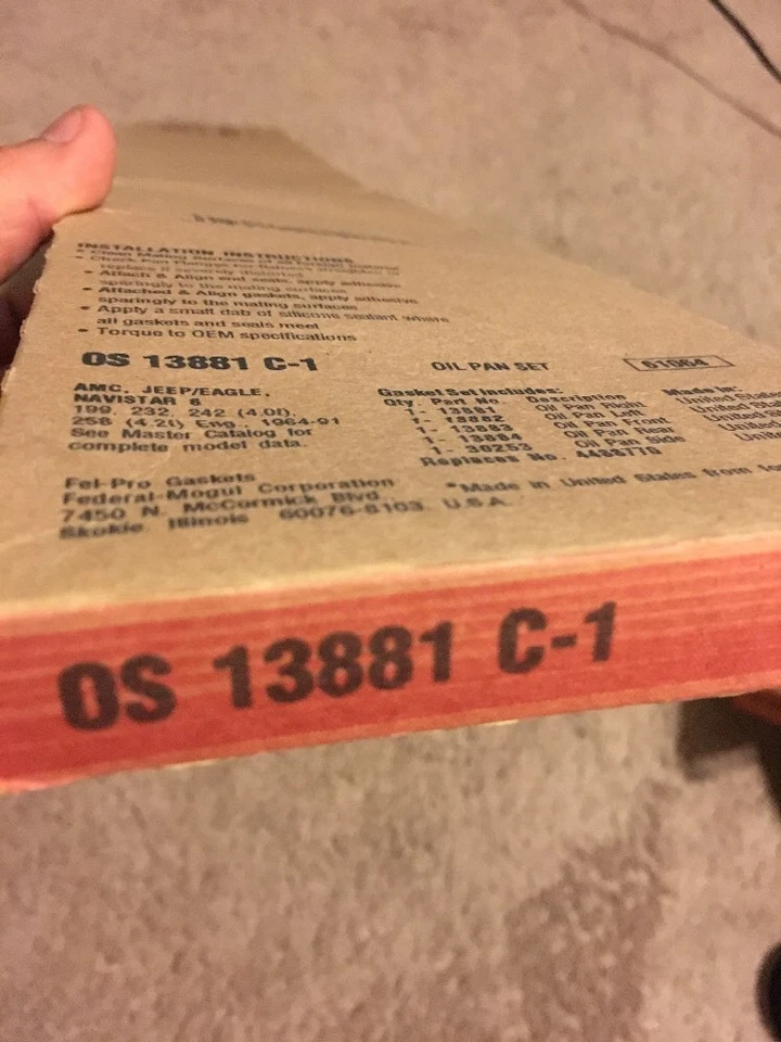 Conjunto de junta de panela de óleo do motor serve 1965-1991 Jeep J-100, J-2500, Wagoneer - Imagem 2 de 4