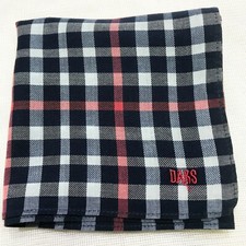 PLAID  CHECKS DARK BLUE CLASSIC ART MEN HANDKERCHIEF COTTON 19" POCKET SQUARE
