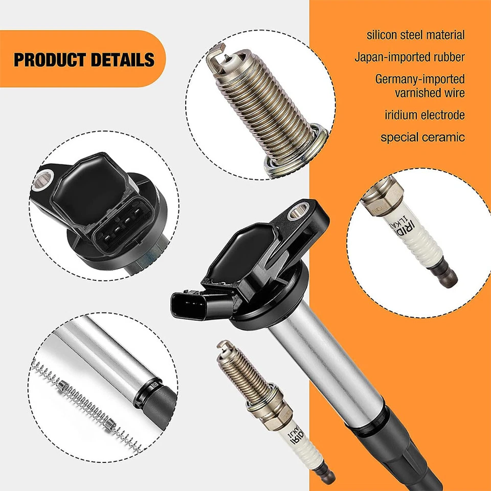 4X Ignition Bobinas+4X Spark Plugs Pack For 2009-2017 Toyota Corolla 1.8L UF596 - Изображение 2 из 4