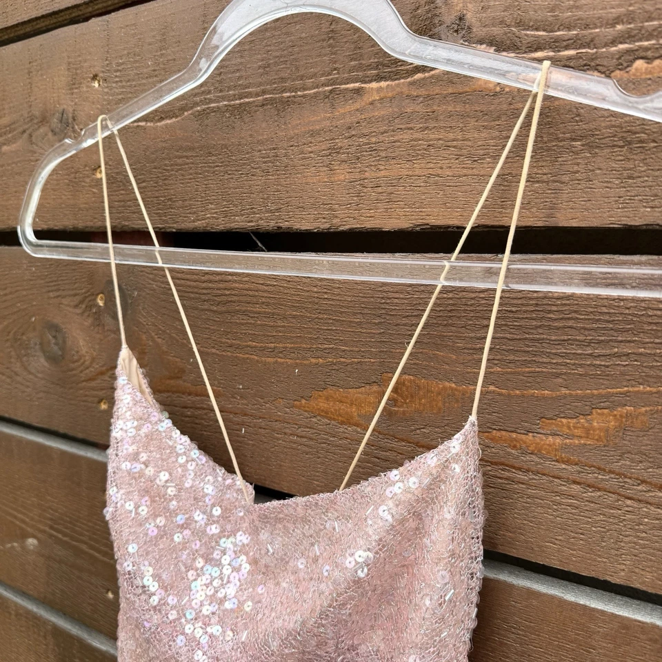 Vestido Vaina Vintage Años 90 Y2K Richard Tyler Couture Red Malla Lentejuelas Talla 4 Rosa Foto 3 de 4