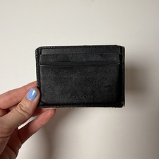 Used, Refurbishable - Coach Men s Black Leather Card Holder Wallet w/ Money Clip