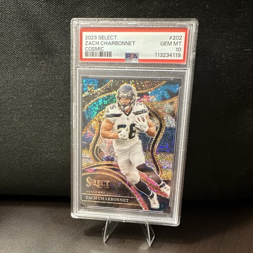 Panini 2023 Select Club Level Cosmic Prizm Zach Charbonnet #202 Seahawks PSA 10