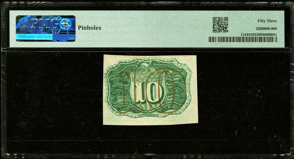 US 10¢ Ten Cents Fr. 1244 Second Issue Without Surcharges on back  PMG AU53 - Image 2 of 4