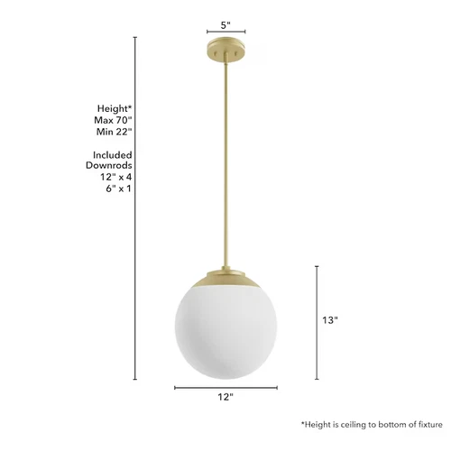 Modern Brass One Light Mini Pendant Hepburn Collection New in Box Hunter $139 - Picture 1 of 5
