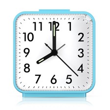 AMIR Analog Alarm Clock, Silent Non Ticking Small Clock, Travel Alarm Clock with