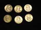 [Lot of 6]  Mixed Dates  Franklin Half Dollar Coins - 90% Silver 50 Cent