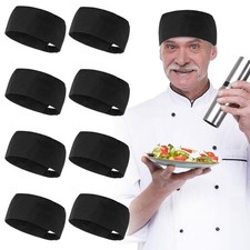 8 Pcs Chef Hat for Men Women, Adjustable Kitchen Caps Unisex Black Chefs Ha