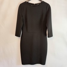 Apt 9 Black Sheath Dress Sparkle Womens 10 Runs Small 3/4 Sleeve Shimmer Ribbed