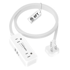 6 FT Flat Plug Extension Cord 4 AC Outlets 3 USB Ports 5V/3.4A 17W Power