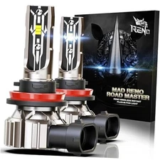  Bulb Fog Lights 6500K White Fanless In Line H9 H8 Fog Bulbs Plug and Play, H11