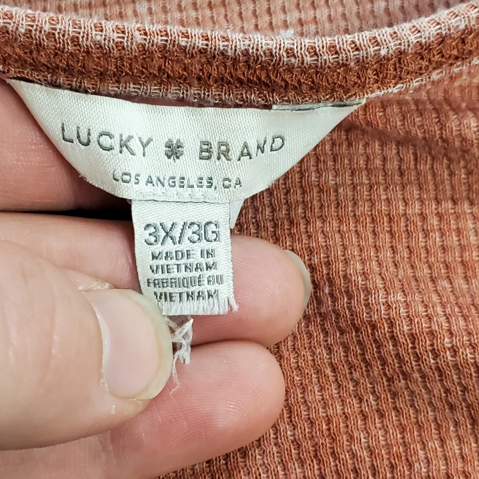 Lucky Brand Womens Long Sleeve Burnout Waffle Thermal Top Size 3X Grunge Baddie - Image 4 of 4