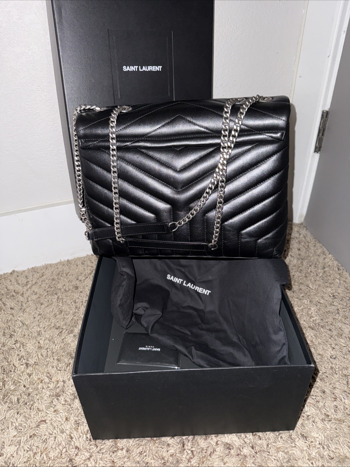 SAINT LAURENT Borsa a tracolla media YSL con pelle trapuntata