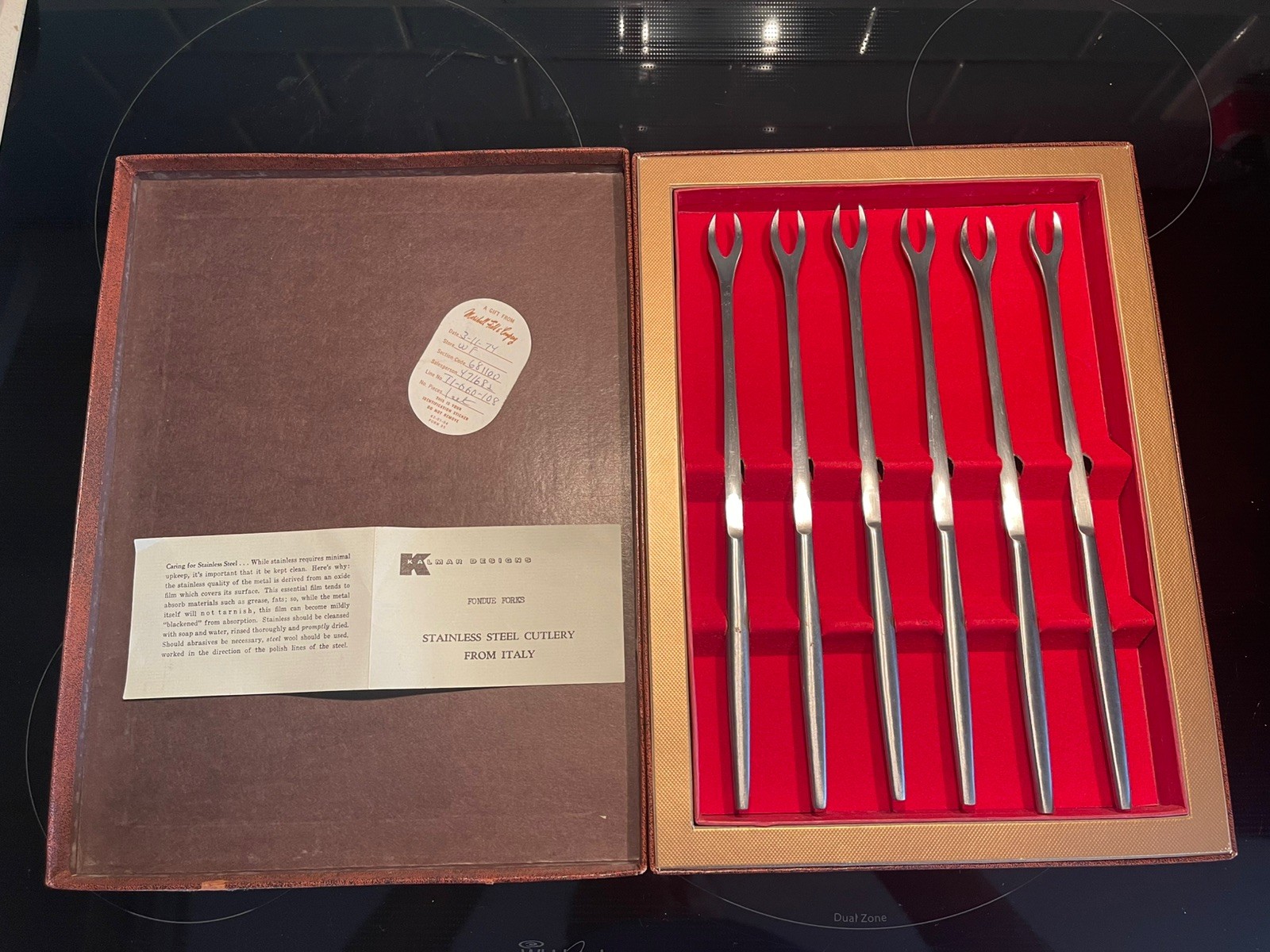 Set Of Six Vintage Fondue Forks Kalmar Designs Italy Original Box Excellent Cond