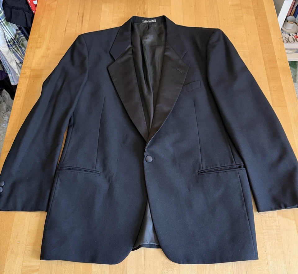 Giorgio Armani MANI classic 1-button tuxedo jacket coat 43 Long *Made In Italy* - Image 4 of 4