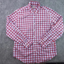 J Crew Lightweight Shirt Large Red Blue Check Long Sleeve Button Down Cotton 