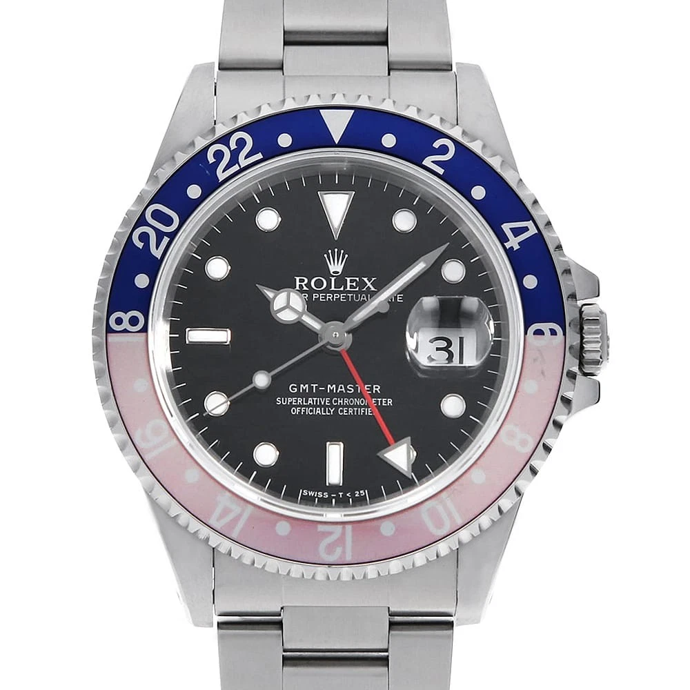 Rolex — ROLEX GMT Master Red Blue Bezel 16700 black all tritium T Number second hand...
