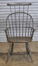 Bench Made Sack Back w Comb Back Windsor Arm Chair Green Primative Finish