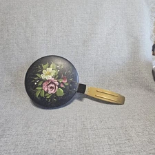 VTG Nascho Silent Butler Crumb Catcher Handpainted Original Sticker Floral Black