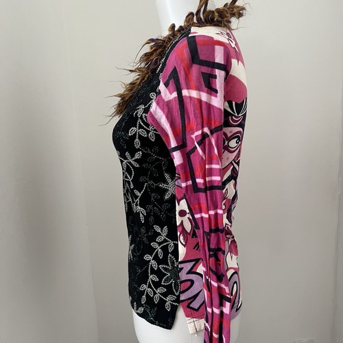 Custo Barcelona VTG Y2K Art To Wear Long Sleeve Top Sz M (Runs S) Cotton/Mohair - Picture 3 of 6