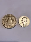 Franklin Half 1951 + 1964 Quarter Pre-1965 Junk Silver Bullion Silver US Coins