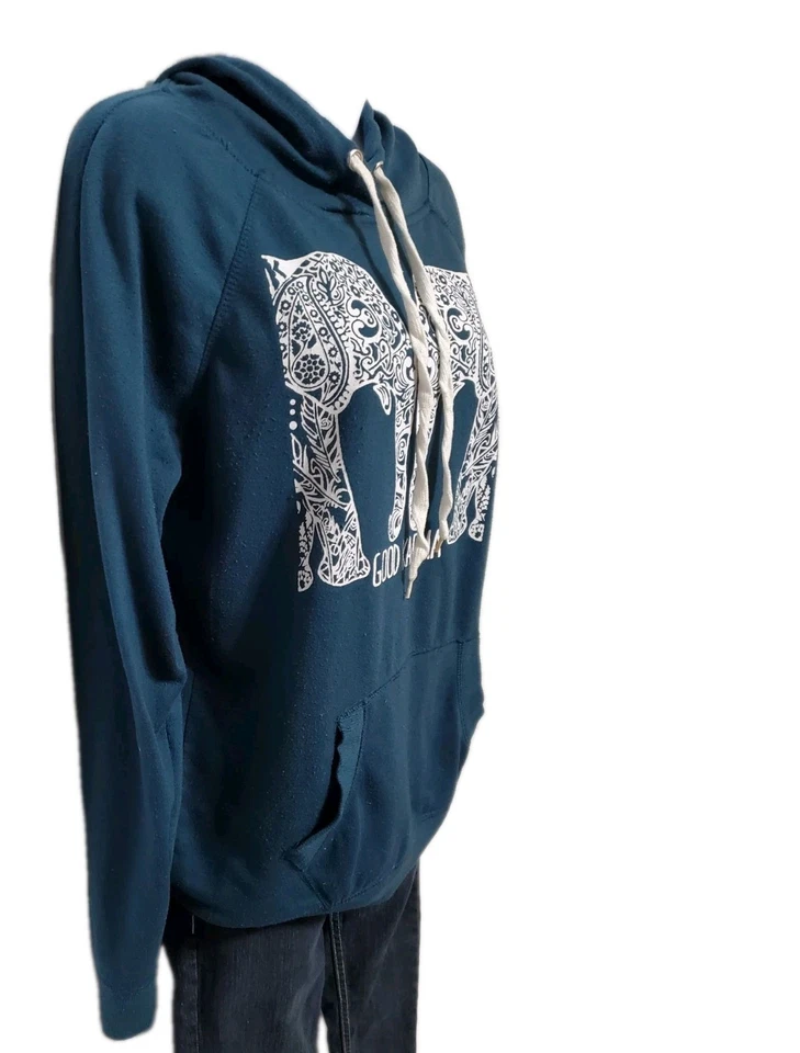 Sudadera con capucha para mujer Rue21 azul con diseño blanco, talla mediana Foto 4 de 4