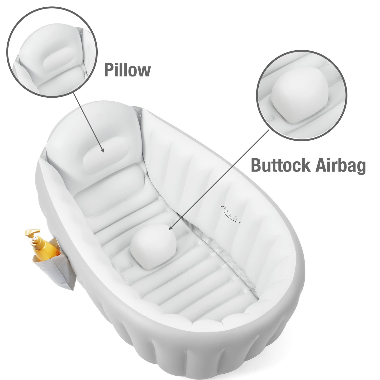 Pandaear Inflatable Baby Bathtub Toddler Tub for Shower Collapsible Portable
