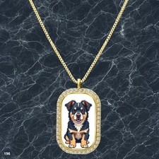 Stunning Cute Dog Puppy Pendant Necklace Printed Design Refined Gold Tone Best